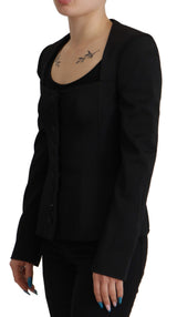 Dolce & Gabbana Sleek Black Snap Jacket with Silk Lining