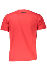 Cavalli Class Chic Red Round Neck Cotton Tee with Signature Print