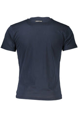 Cavalli Class Elegant Blue Round Neck Tee with Logo Print