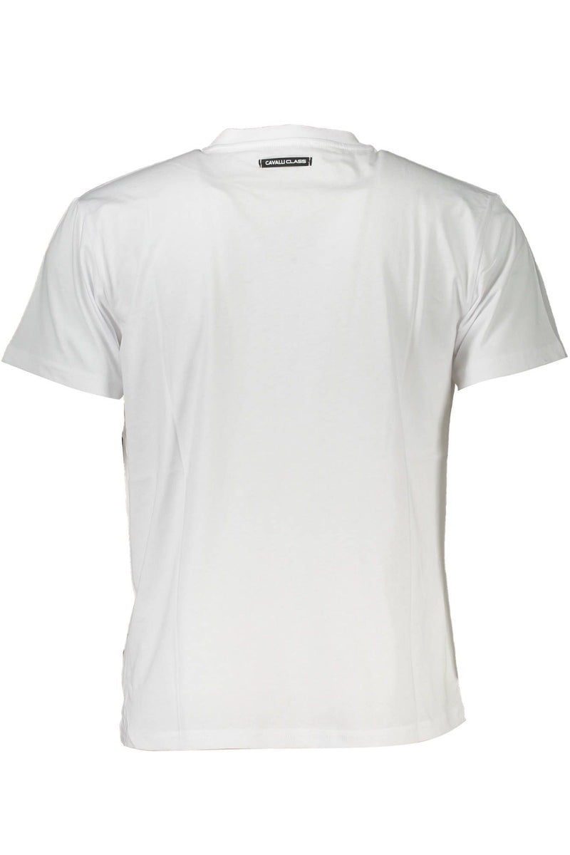 Cavalli Class Elegant Printed White Tee with Designer Flair