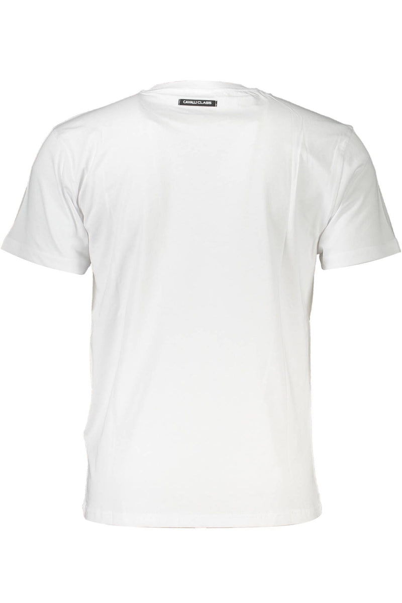 Cavalli Class Elegant White Cotton Tee with Print Detail