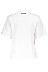 Cavalli Class Chic White Printed Cotton Tee with Designer Flair