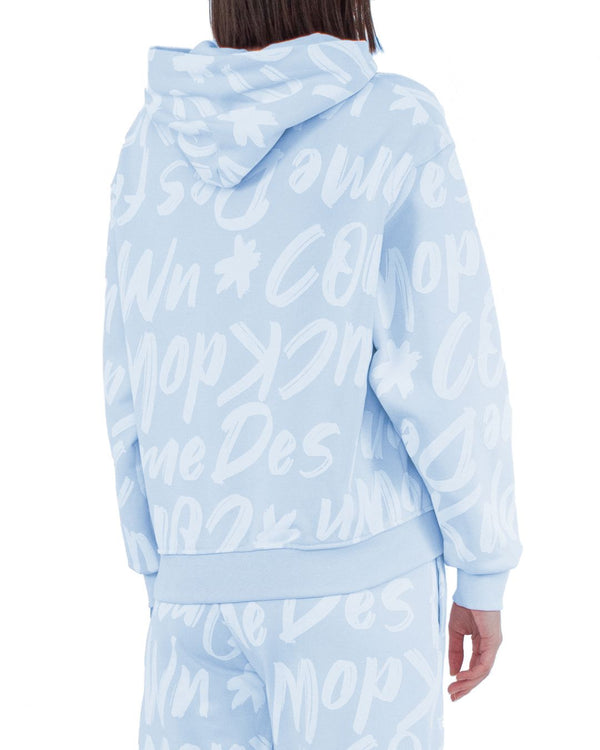 Comme Des Fuckdown Chic Light Blue Cotton Hooded Sweatshirt