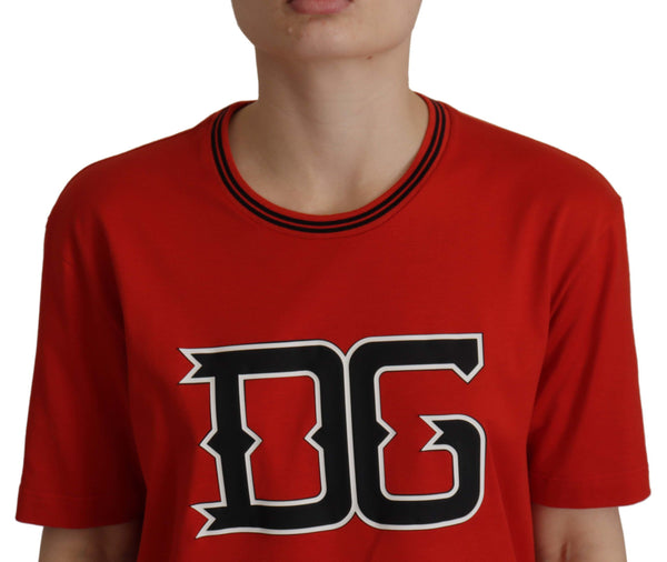 Dolce & Gabbana Radiant Red Cotton Logo Tee