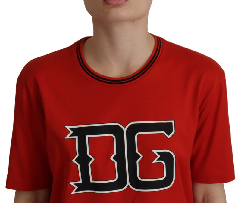 Dolce & Gabbana Radiant Red Cotton Logo Tee