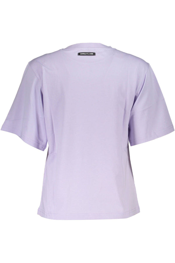 Cavalli Class Elegant Purple Slim Fit Tee with Chic Print