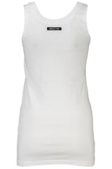 Cavalli Class Chic White Cotton Tank Top with Iconic Print