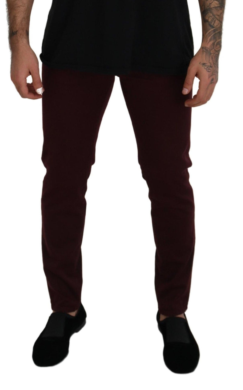 Dolce & Gabbana Slim Fit Bordeaux Jeans - Italian Luxury