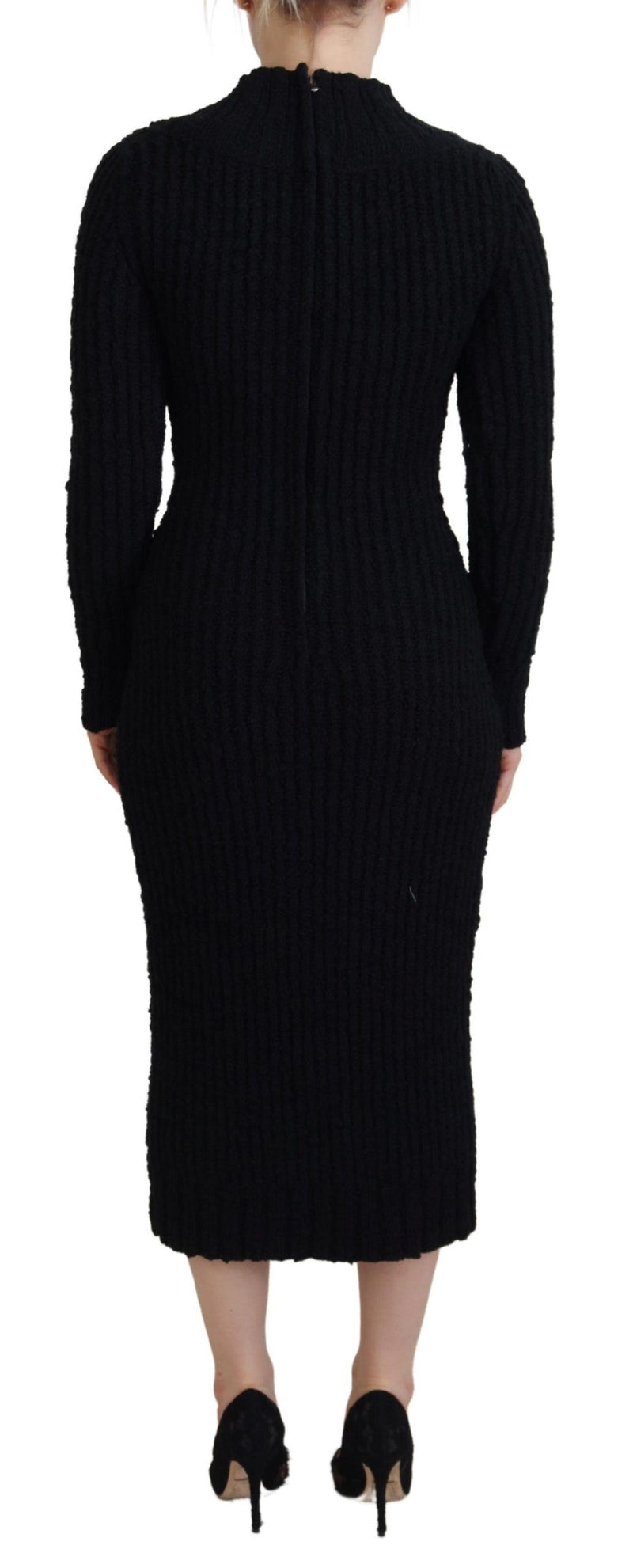 Dolce & Gabbana Elegant Black Wool Blend Sweater Dress