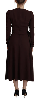 Dolce & Gabbana Elegant Brown Long Sleeve Wrap Dress