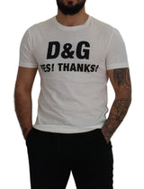 Dolce & Gabbana Chic White Cotton YES! THANKS! Tee