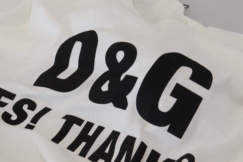 Dolce & Gabbana Chic White Cotton YES! THANKS! Tee