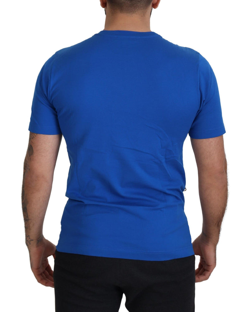 Dolce & Gabbana Chic Blue Logo Tee with Zipper Detail