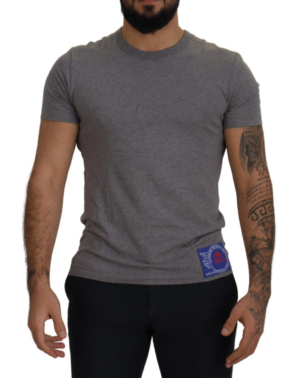 Dolce & Gabbana Classic Grey Crew Neck Cotton Tee