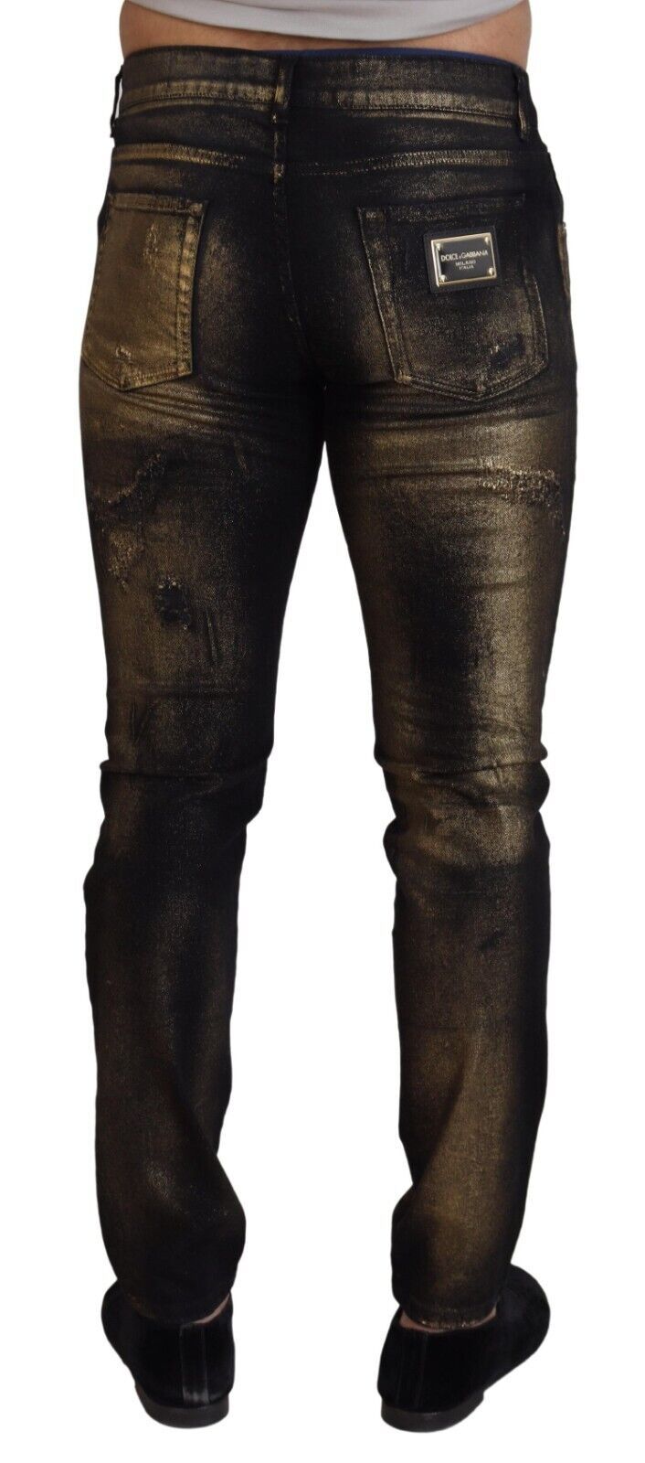 Dolce & Gabbana Elegant Black Gold Dust Jeans