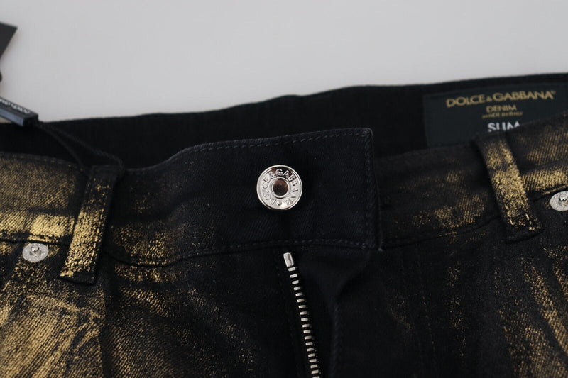 Dolce & Gabbana Elegant Black Gold Dust Jeans