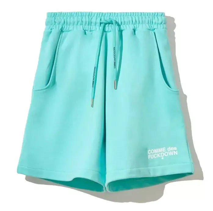 Comme Des Fuckdown Light Blue Cotton Bermuda Shorts with Logo Print