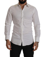 Dolce & Gabbana Elegant White Slim Fit Gold Dress Shirt