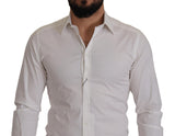 Dolce & Gabbana Elegant White Slim Fit Gold Dress Shirt