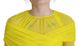 Dolce & Gabbana Chic Sheer Yellow Mesh Long Sleeve Top