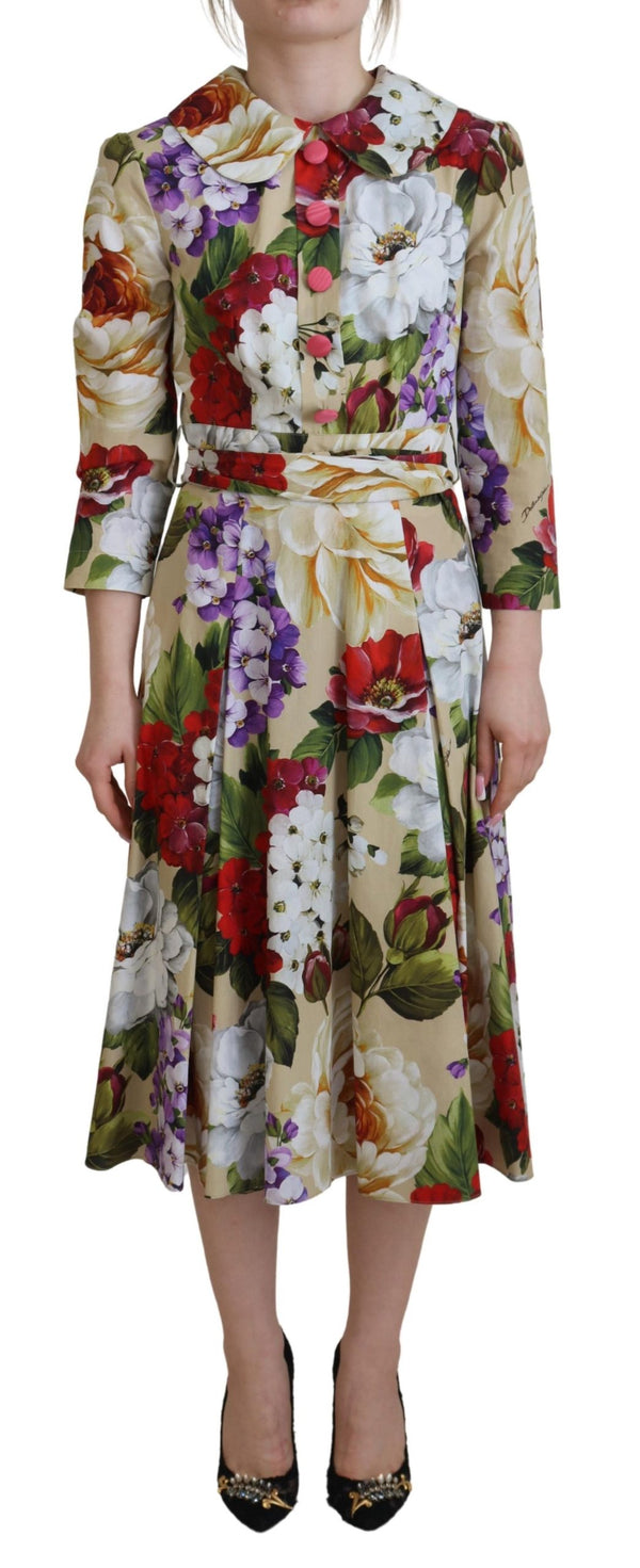 Dolce & Gabbana Exquisite Floral Collared Midi Dress