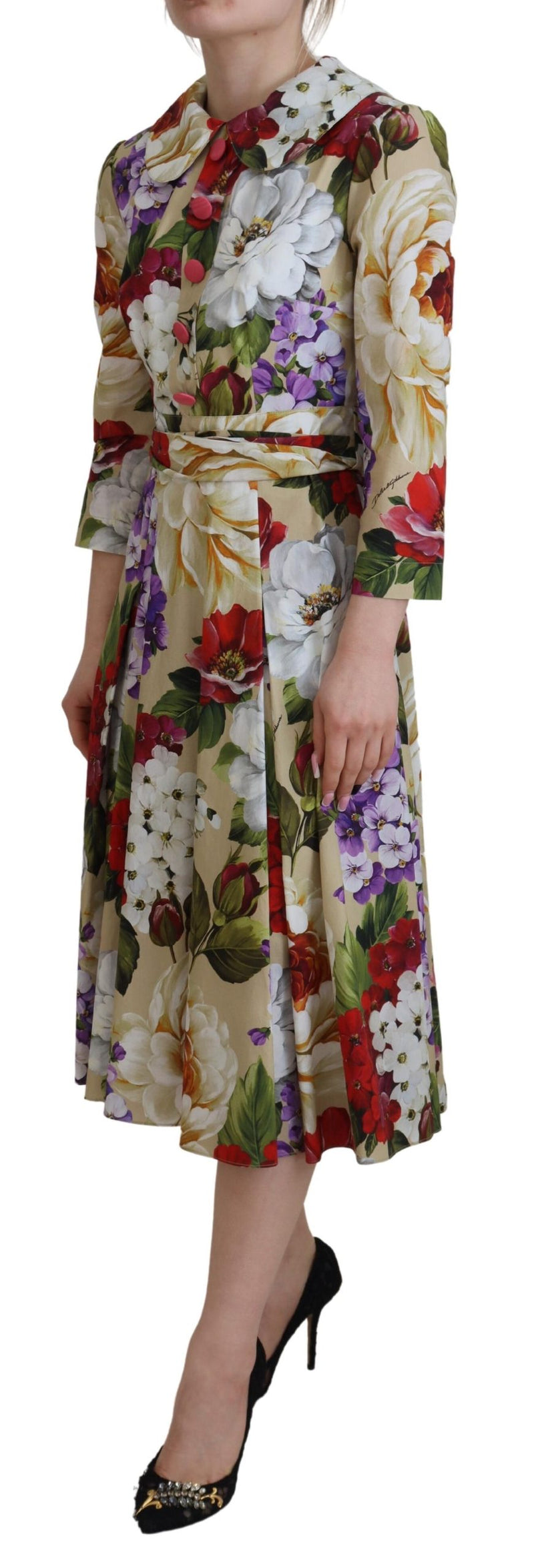 Dolce & Gabbana Exquisite Floral Collared Midi Dress