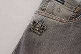 Dolce & Gabbana Elegant Gray Washed Cotton Stretch Jeans