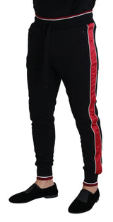 Dolce & Gabbana Chic Black Jogging Sweatpants with Red Detail