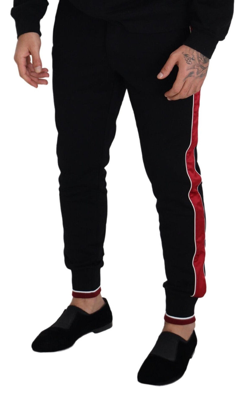 Dolce & Gabbana Chic Black Jogging Sweatpants with Red Detail