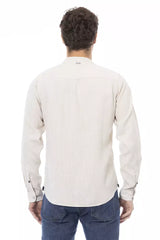 Baldinini Trend White Linen Men Shirt