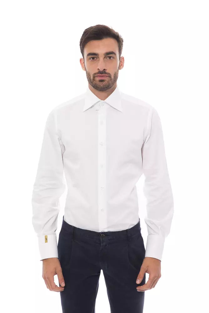 Billionaire Italian Couture White Cotton Men Shirt