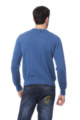 Billionaire Italian Couture Blue Merino Wool Men Sweater