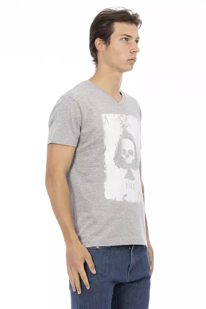 Trussardi Action "Gray Cotton Men T-Shirt"