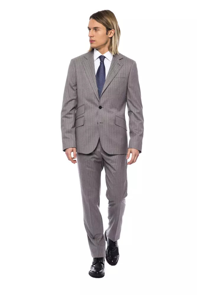 Billionaire Italian Couture Gray Wool Men Suit