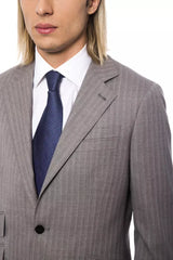 Billionaire Italian Couture Gray Wool Men Suit