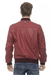 Billionaire Italian Couture Burgundy Leather Men Jacket