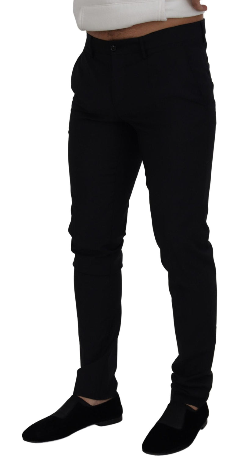 Dolce & Gabbana Sleek Black Wool Blend Trousers