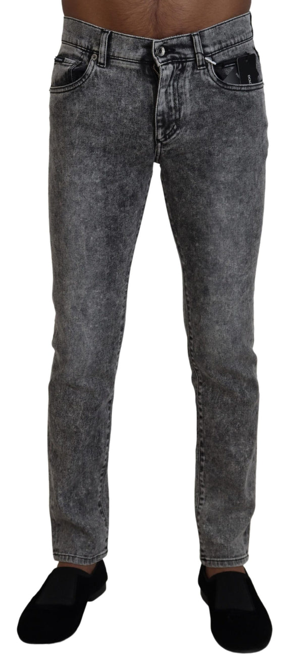 Dolce & Gabbana Elegant Gray Washed Denim Pants