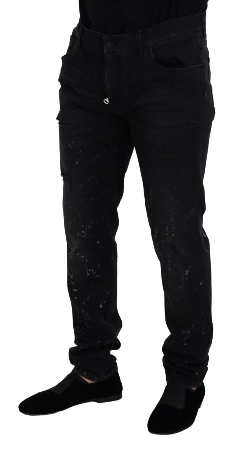 Dolce & Gabbana Chic Black Washed Denim Pants