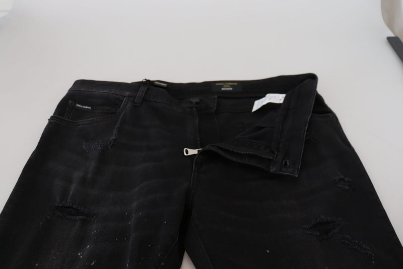 Dolce & Gabbana Chic Black Washed Denim Pants