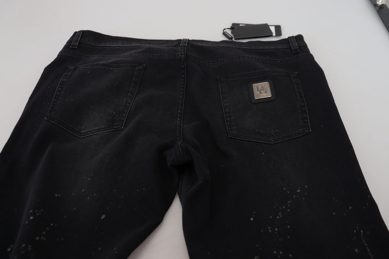 Dolce & Gabbana Chic Black Washed Denim Pants