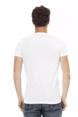 Trussardi Action White Cotton Men's V-Neck T-Shirt