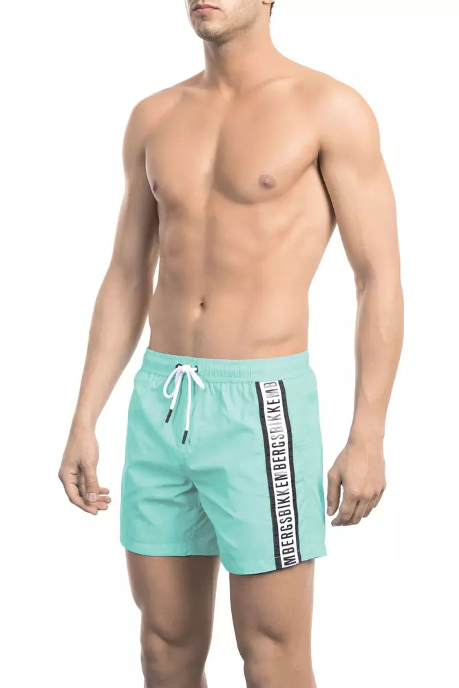 Bikkembergs Light Blue Polyamide Men Swim Short