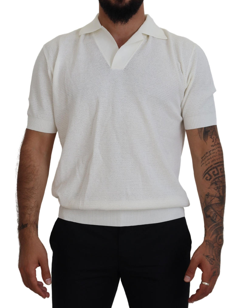 Dolce & Gabbana Ivory White Polo T-Shirt with Classic Elegance