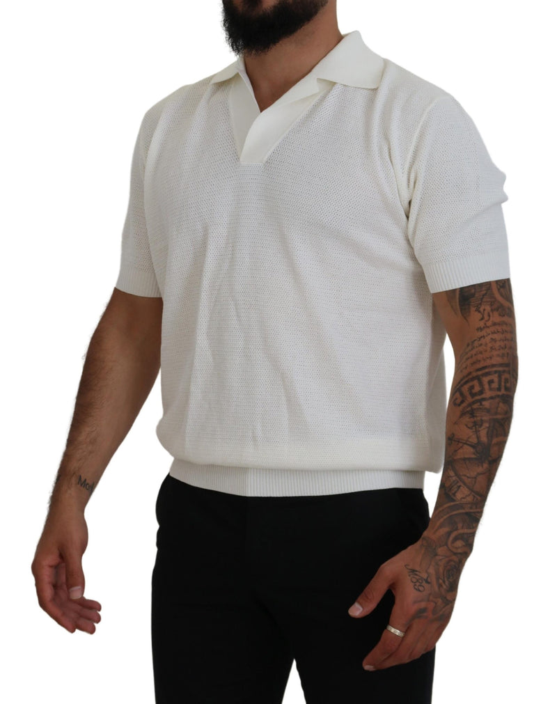 Dolce & Gabbana Ivory White Polo T-Shirt with Classic Elegance