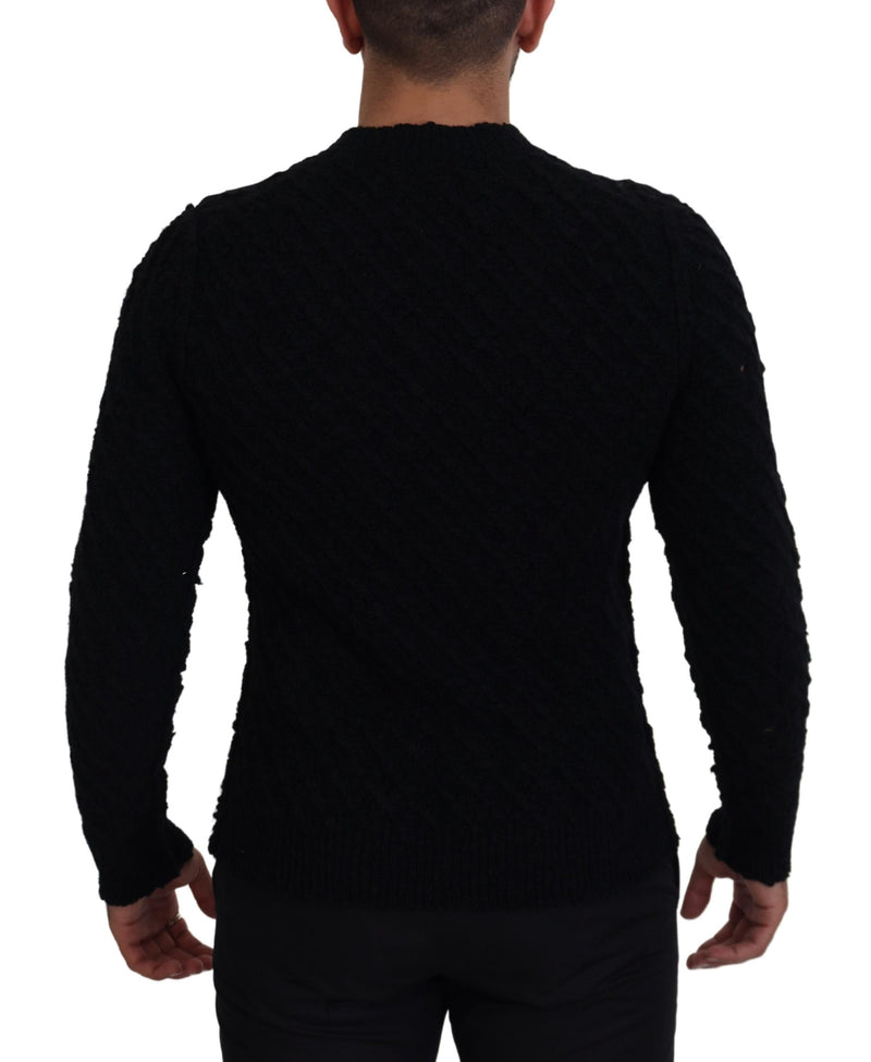 Dolce & Gabbana Elegant Black Wool-Blend V-Neck Sweater