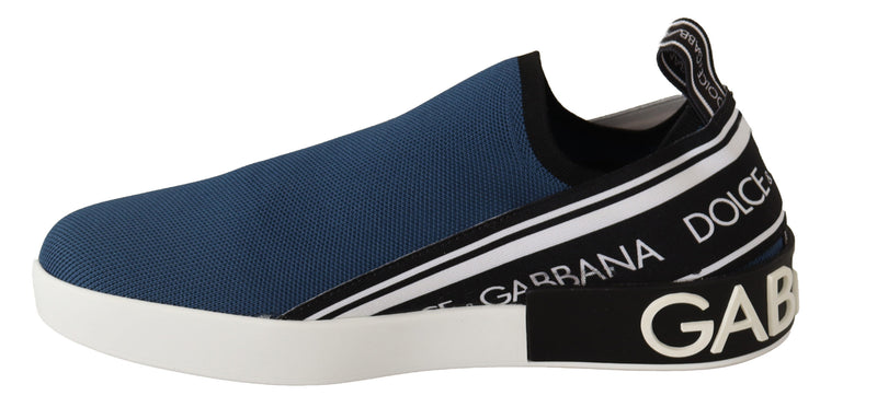 Dolce & Gabbana Elegant Blue & White Loafer Sneakers