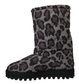 Dolce & Gabbana Elegant Gray Leopard Mid Calf Boots