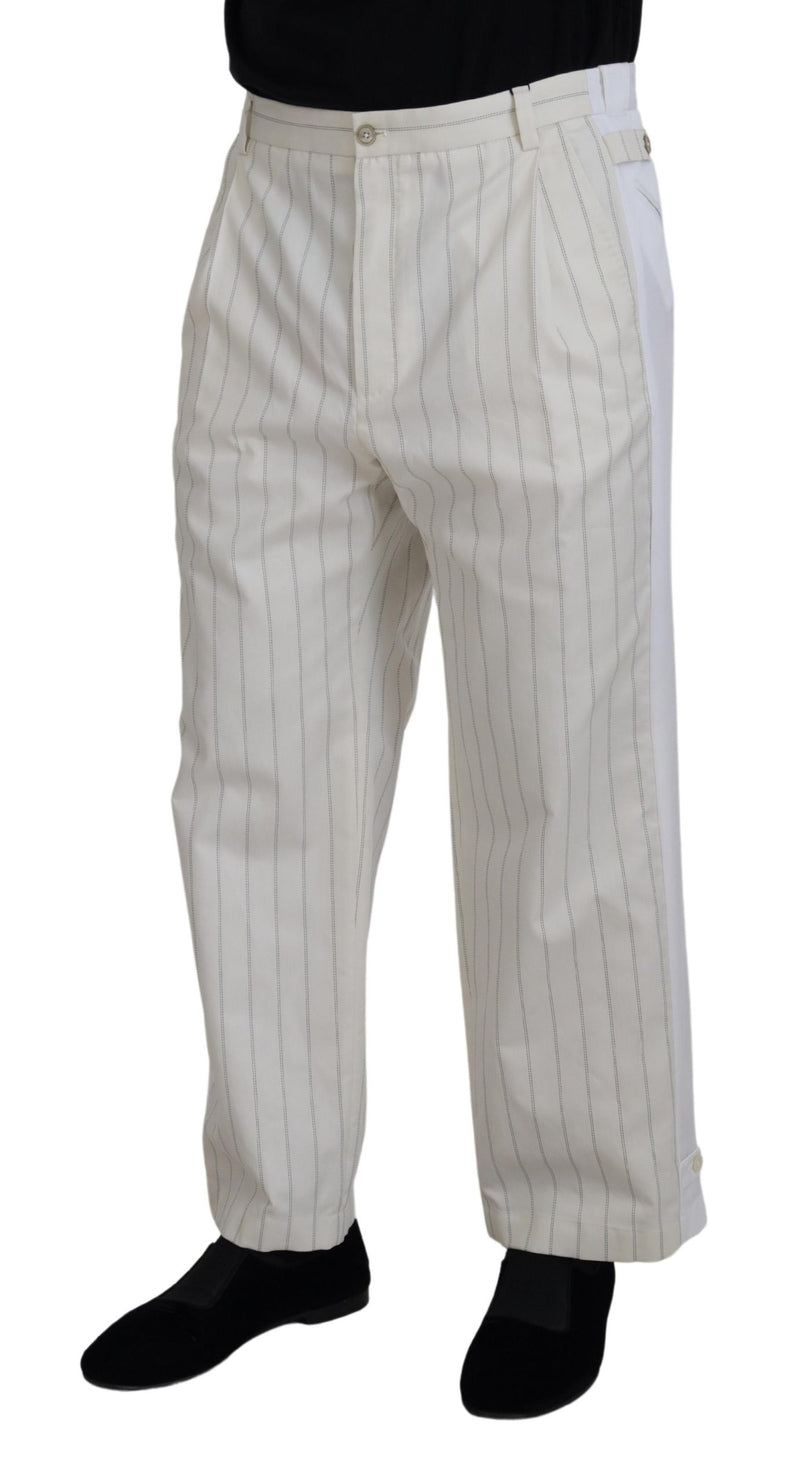 Dolce & Gabbana Elegant White Striped MainLine Trousers