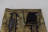 Dolce & Gabbana Elegant Jacquard Trousers in Gold Black